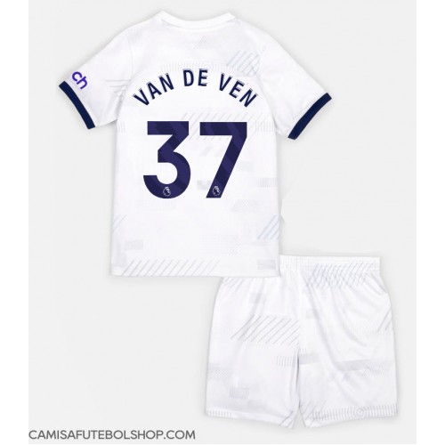 Camisa de time de futebol Tottenham Hotspur Micky van de Ven #37 Replicas 1º Equipamento Infantil 2023-24 Manga Curta (+ Calças curtas)